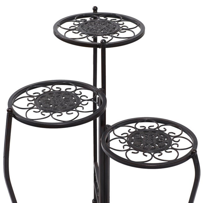 Set Of 3 Brown Metal Traditional Plantstand, , alternate image number null