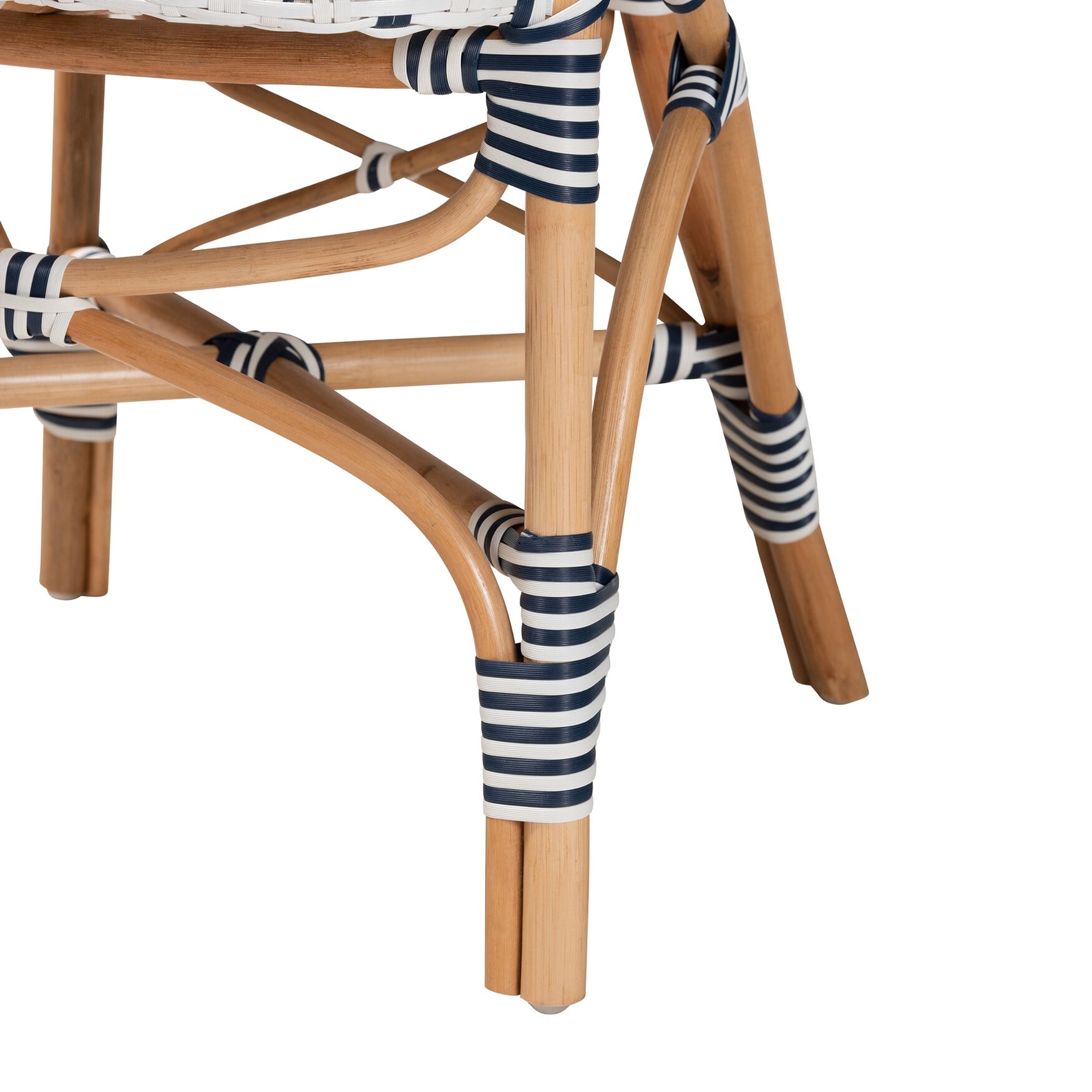Bryson Modern French Blue And White Weaving And Natural Rattan Bistro Chair, , alternate image number 5
