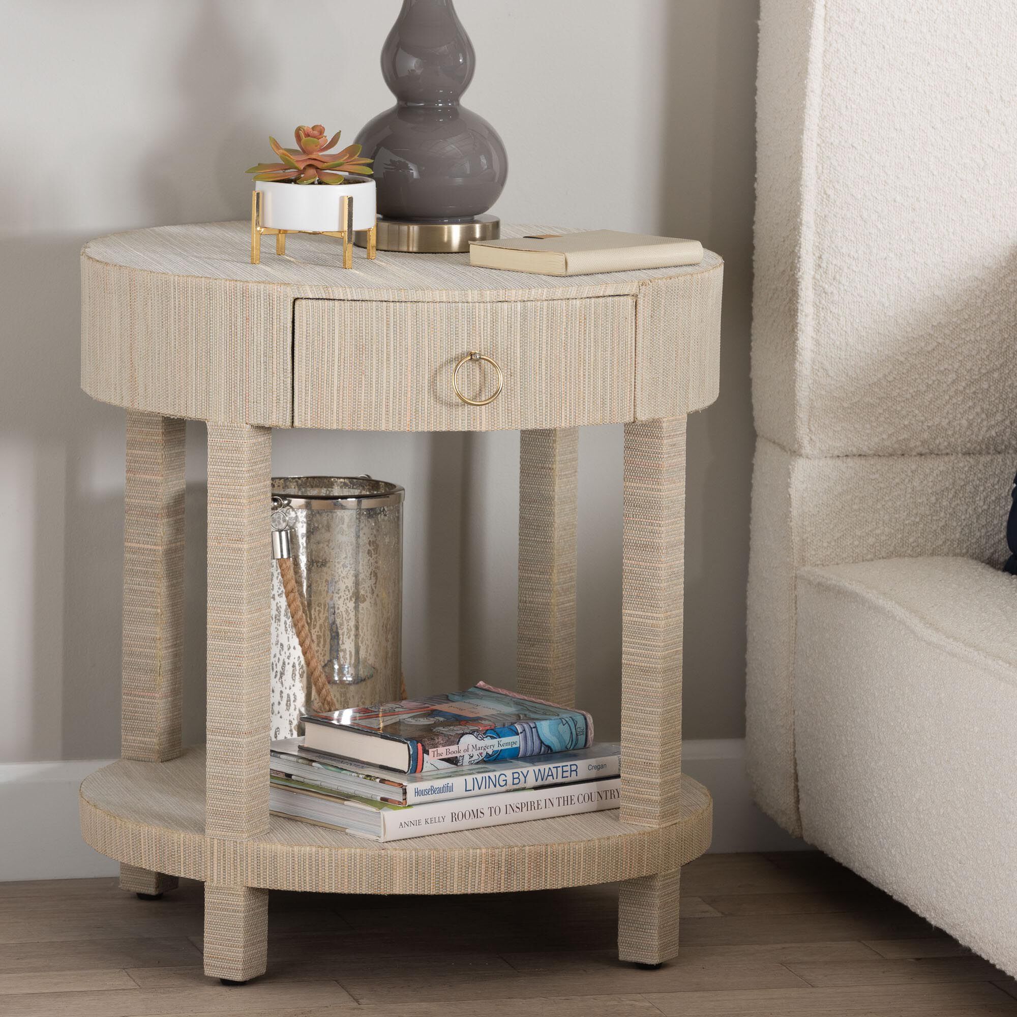 Sadia Bohemian Woven Natural Grasscloth 1-Drawer Nightstand, NATURAL, hi-res image number 0
