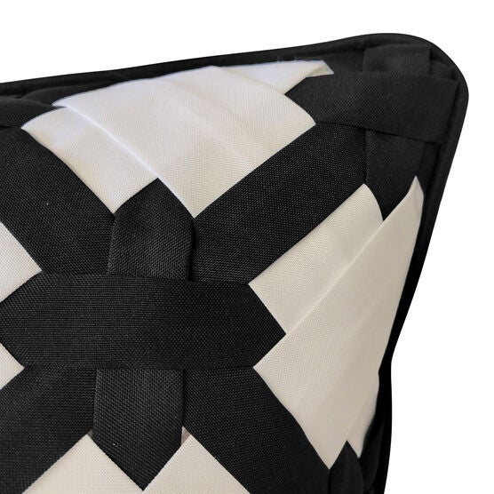 Edie @ Home Indoor/Outdoor 2-Tone Intricate Woven Decorative Throw Pillow 18X18, Leaf/White, , alternate image number null