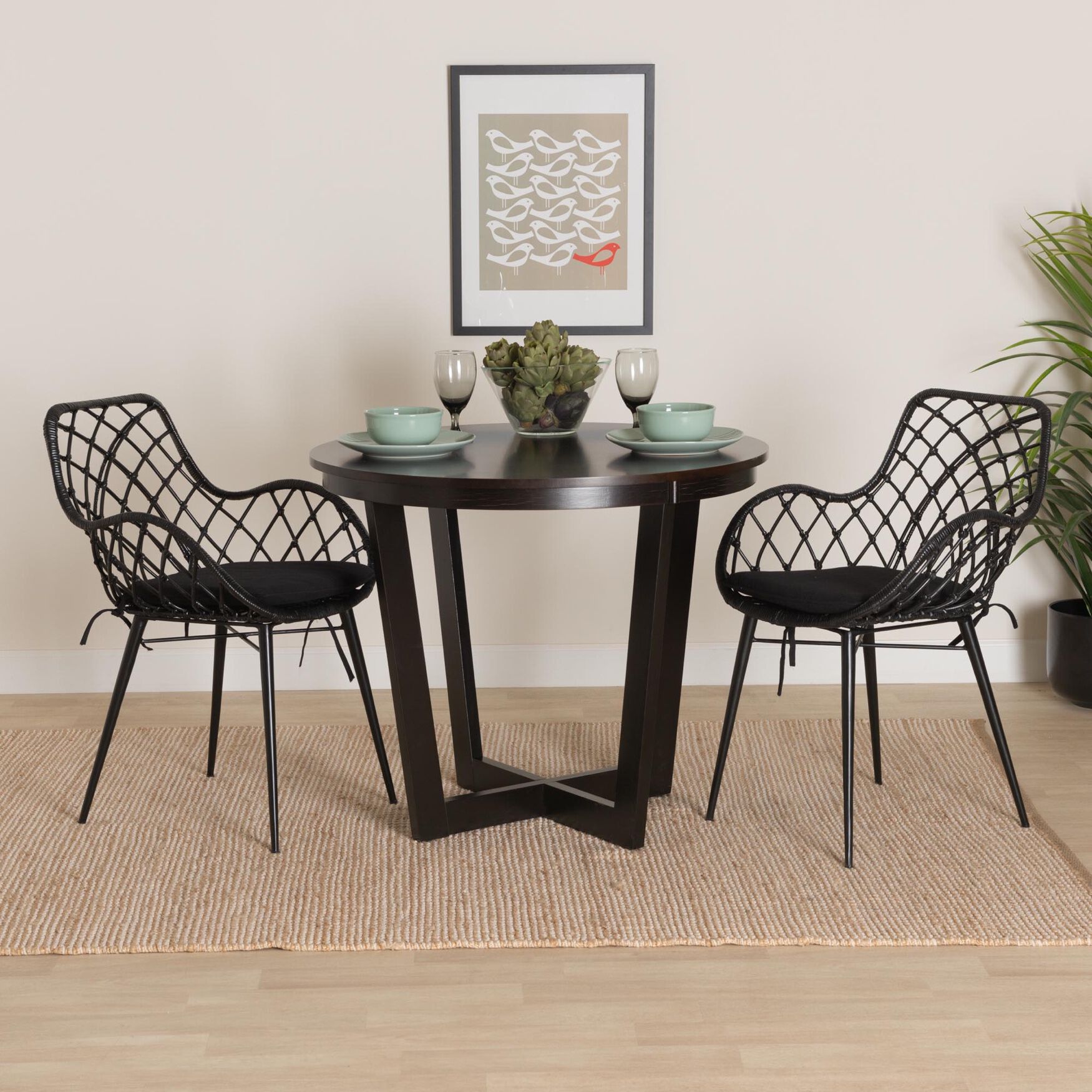 Ballerina Modern Bohemian Black Finished Rattan And Metal Dining Chair, , alternate image number 5