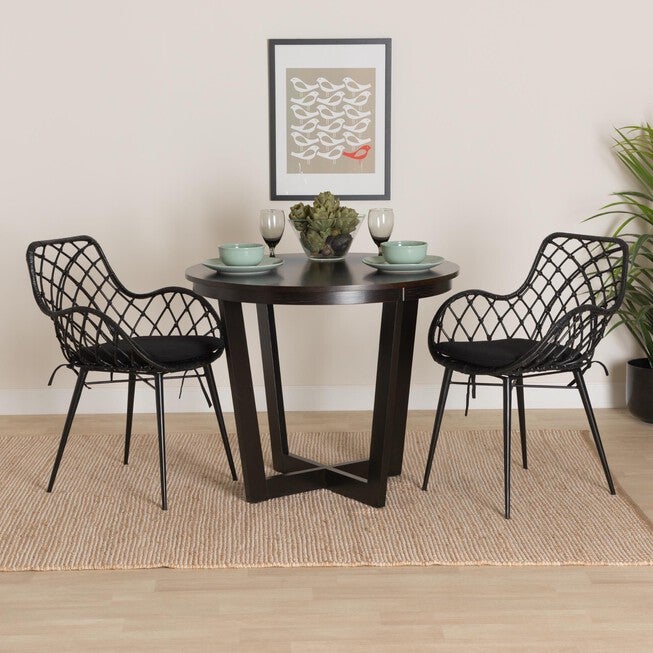 Ballerina Modern Bohemian Black Finished Rattan And Metal Dining Chair, , alternate image number 5