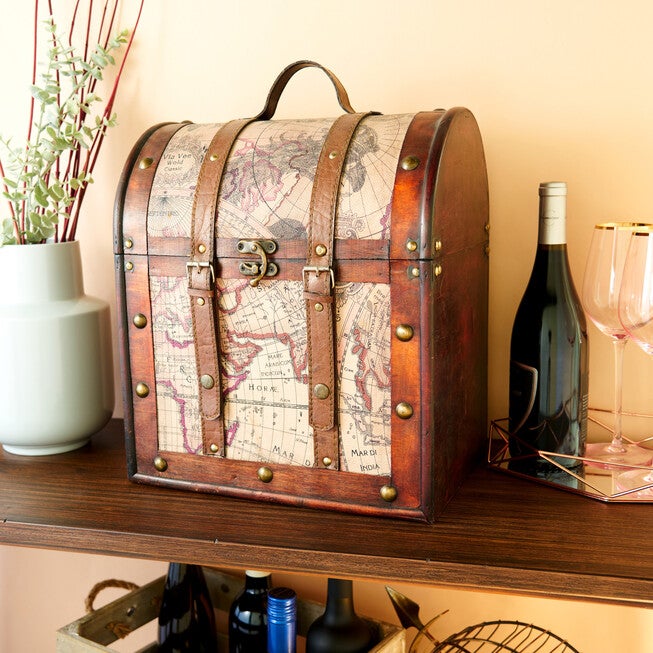 6 Bottle Old World Wooden Wine Box, , on-hover image number null