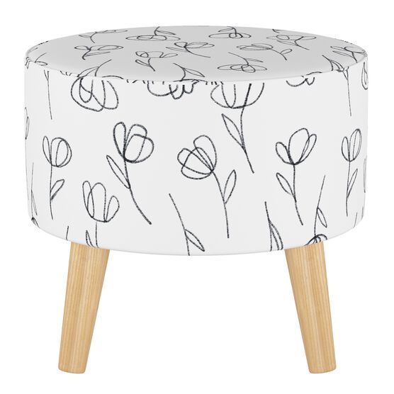 Contoured Tulips Round Ottoman with Splayed Legs, , on-hover image number null