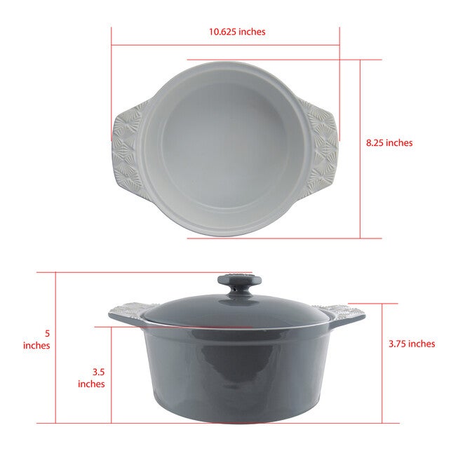 2 Quart Stoneware Round Casserole With Lid, , alternate image number null