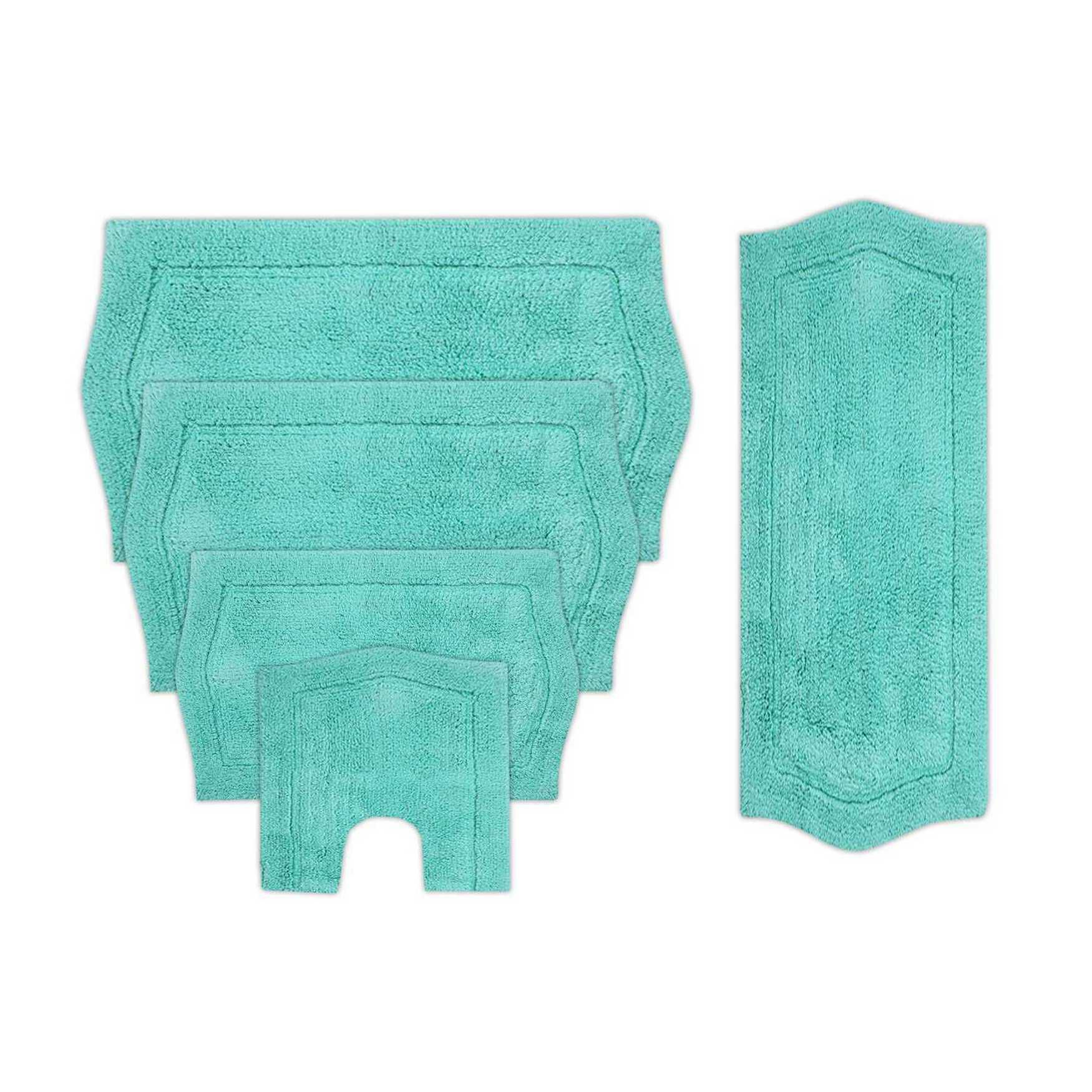 Waterford 5 Piece Set Bath Rug Collection, TURQUOISE, hi-res image number 0