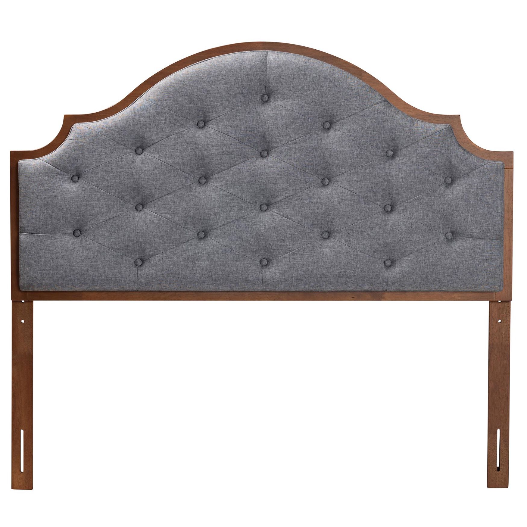 Premala Classic And Traditional Grey Fabric And Walnut Brown Finished Wood King Size Headboard, , on-hover image number 1