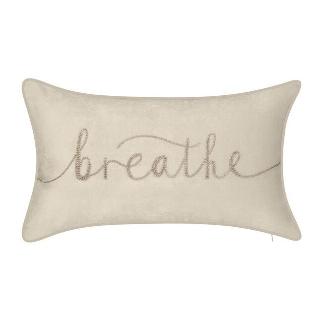 Celebrations ""Breathe"" Embroidered Decorative Pillow , SAND TAUPE, hi-res image number 0