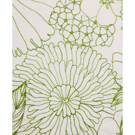 Fine Line Embroidered Floral 18x18 Indoor Outdoor Decorative Pillow, , alternate image number null
