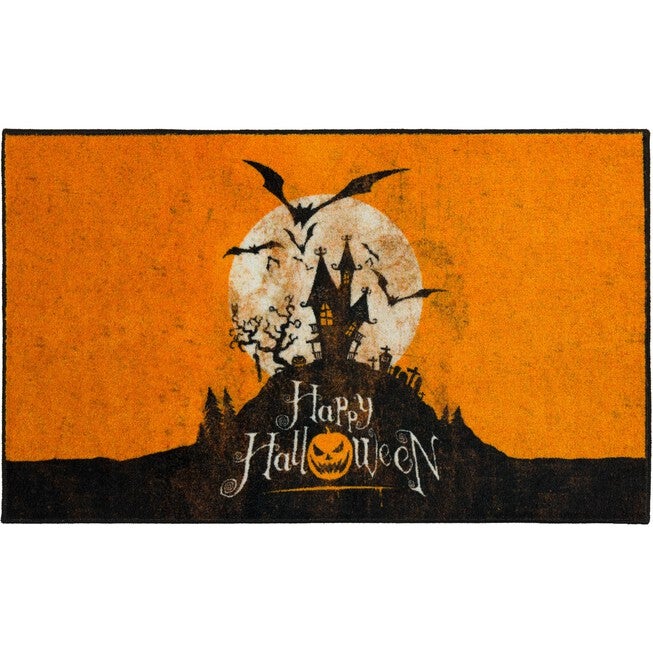 Halloween Hill Orange Kitchen Rug, ORANGE, hi-res image number null