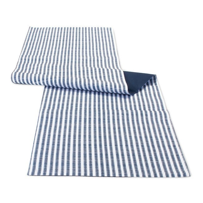 Table Runner 70 inchesL x 15 inchesW Polyester, BLUE/WHITE, hi-res image number 0