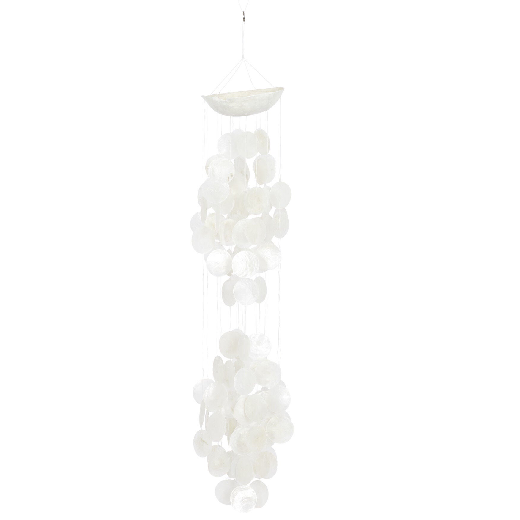 White Capiz Coastal Windchime, WHITE, hi-res image number 0