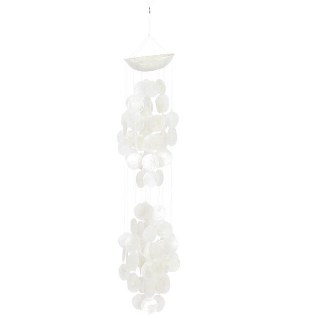 White Capiz Coastal Windchime, WHITE, hi-res image number 0