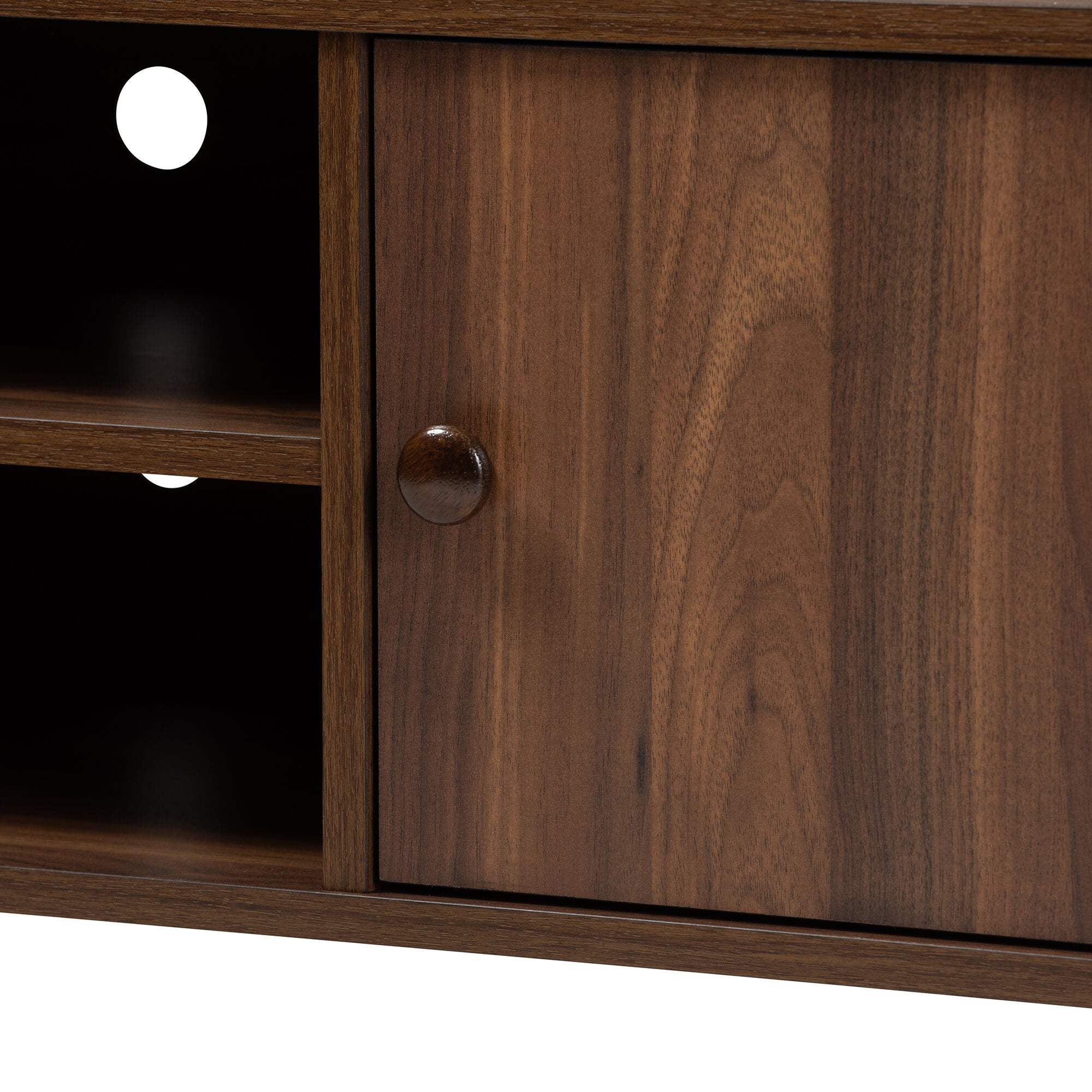 Alard Mid-Century Modern Walnut Brown Finished 2-Door Wood TV Stand, WALNUT, alternate image number 6