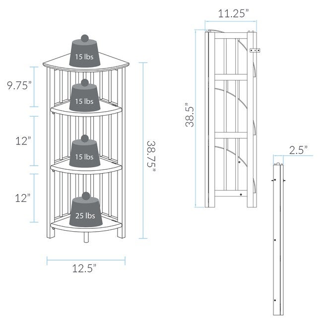 4-Shelf Corner Folding Bookcase-Black, , alternate image number null