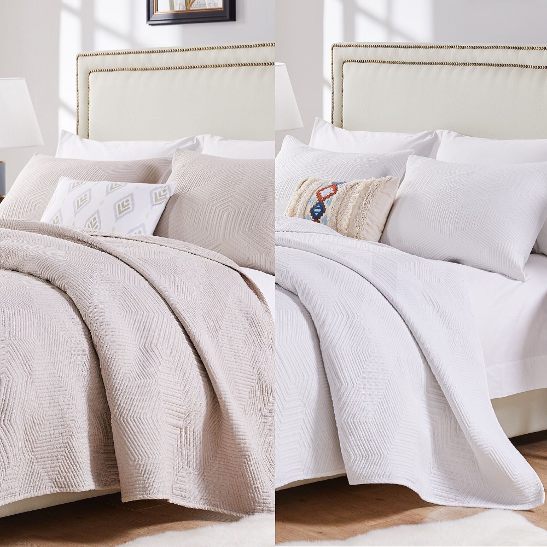 Parker White Quilt and Pillow Sham Set, WHITE, hi-res image number 0