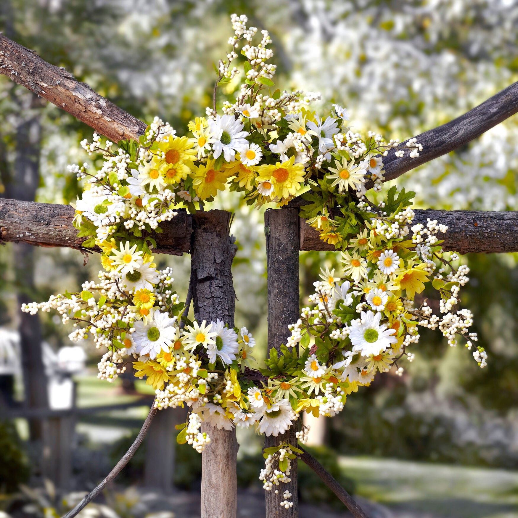 Mixed Daisy Floral Wreath 24 inchesD, , alternate image number 2