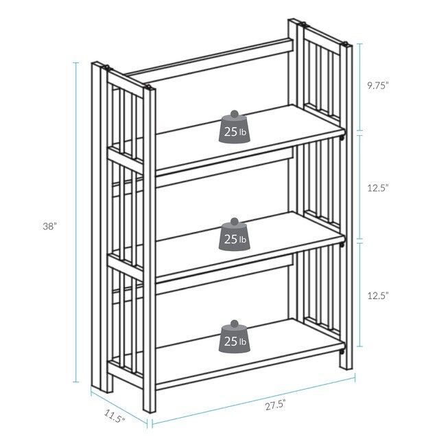 3-Shelf Folding Stackable Bookcase 27.5 inches Wide - Chestnut, , alternate image number null