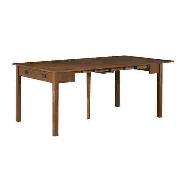Expanding wooden table with drawers and two-tone finish