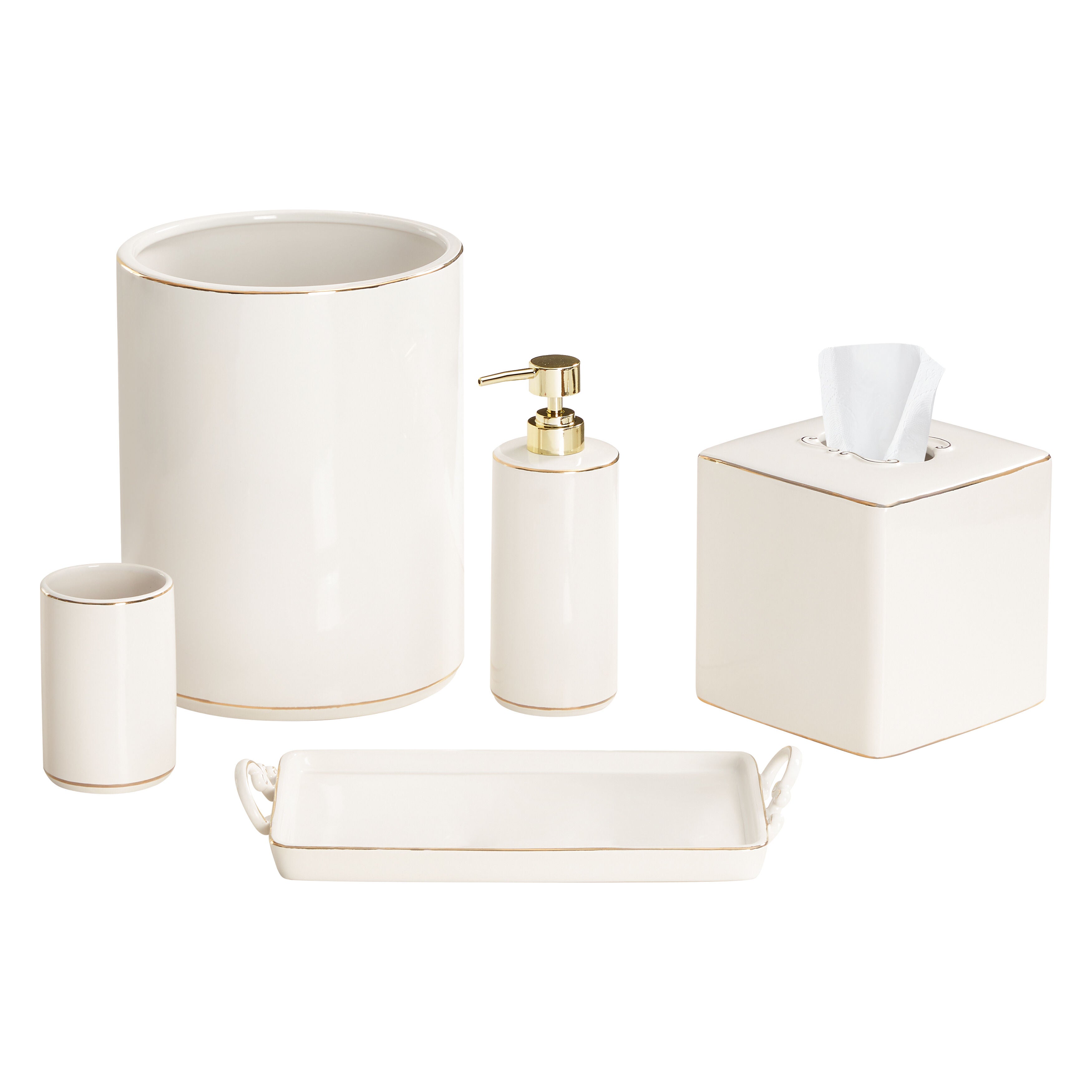 DELPHINE BATH ACCESSORIES TRAY, WHITE, alternate image number 2