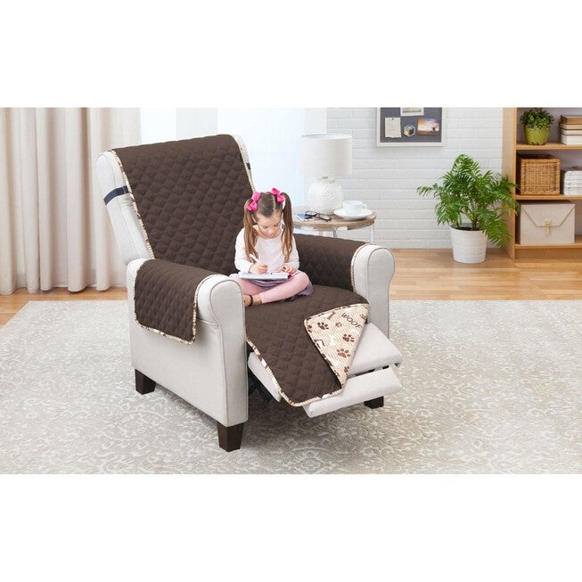 Printed Reversible Quilted Recliner Chair Protector, , alternate image number null