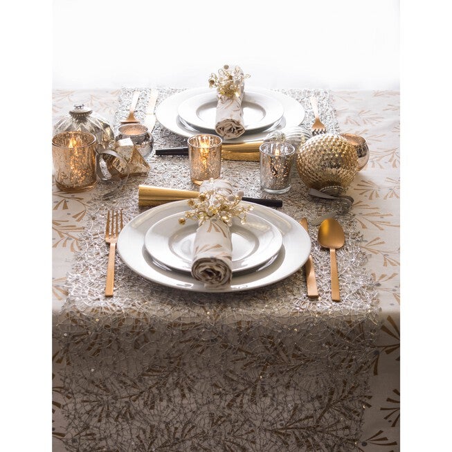 Silver Sequin Mesh Table Runner Roll, , alternate image number null