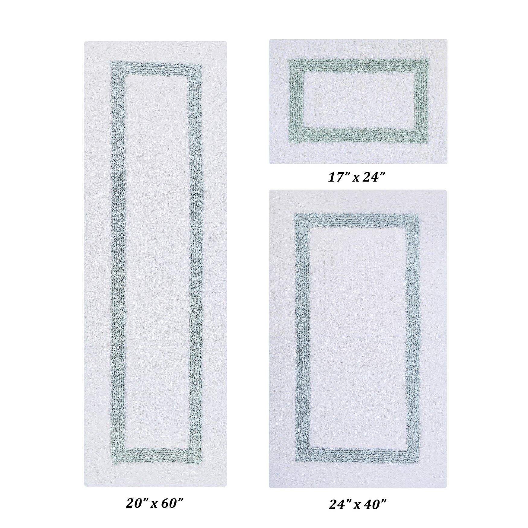 Hotel Collectionis Bath Mat Rug 3 Piece Set (17 inches x 24 inches | 24 inches x 40 inches | 20 inches x 60 inches), WHITE BLUE, hi-res image number 0