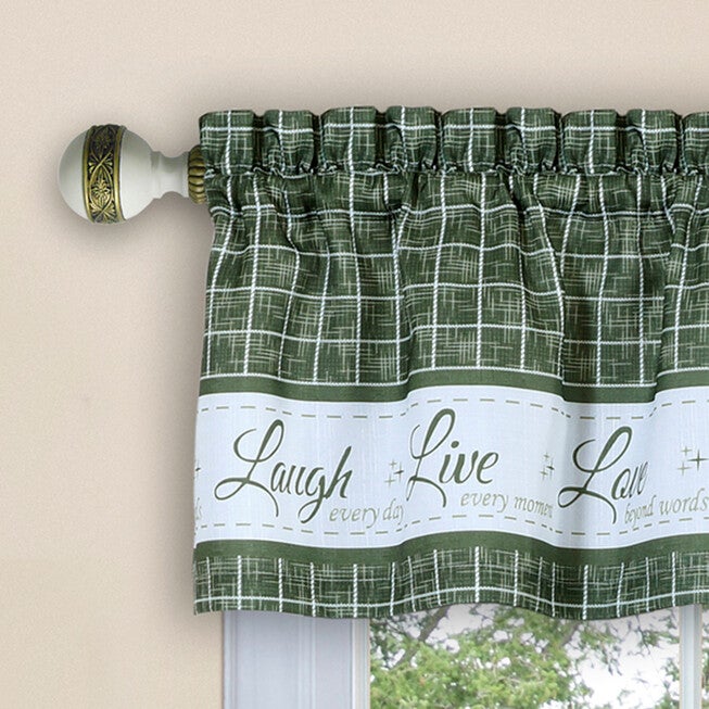 Live, Love, Laugh Window Curtain Tier Pair and Valance Set - 58x36, , alternate image number null