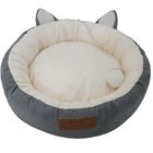 GREY Printing poly-cotton cozy round cat bed , 21 inch, , on-hover image number 1