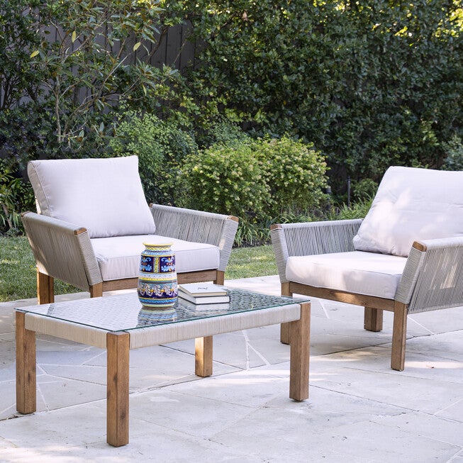 Brendina Outdoor Armchair w/ Cushions – 2pc Set, NATURAL, hi-res image number 0