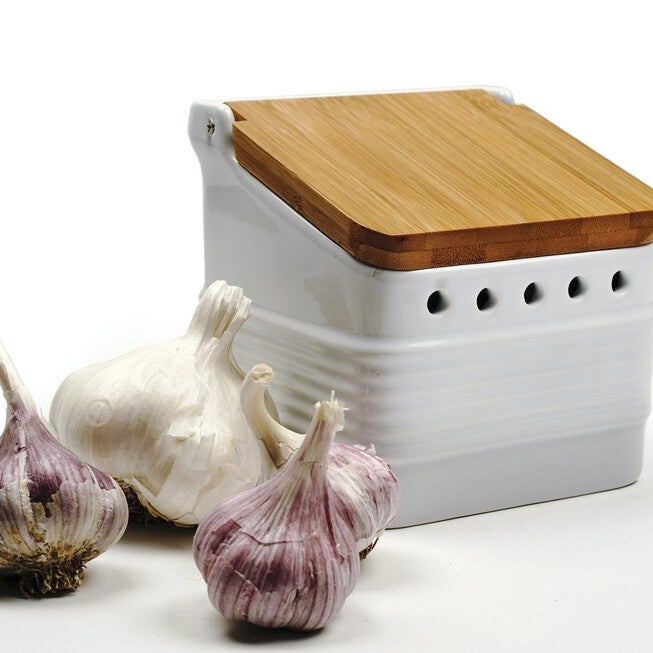 Stoneware Garlic Keeper - White, , alternate image number null