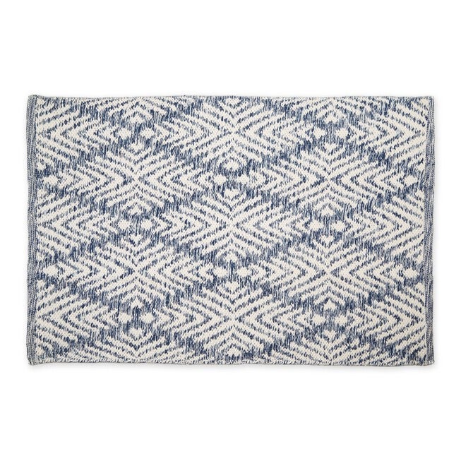 Blue Diamond Handwoven Rug 2X3 Ft Bath, BLUE, hi-res image number null