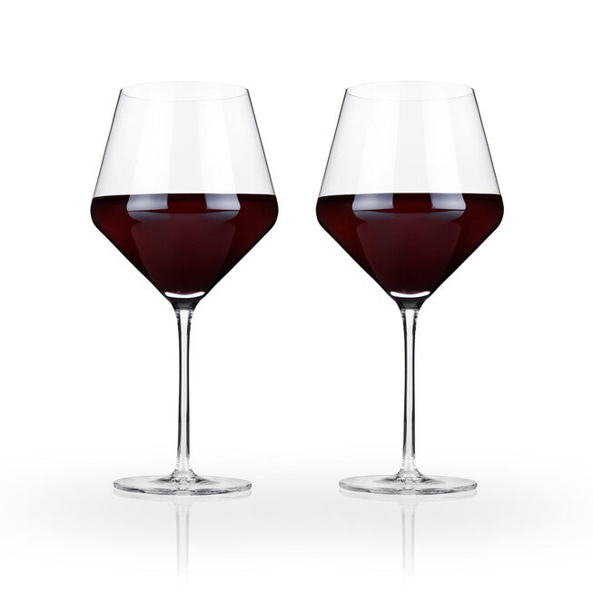 Angled Crystal Burgundy Glasses, CLEAR, hi-res image number null