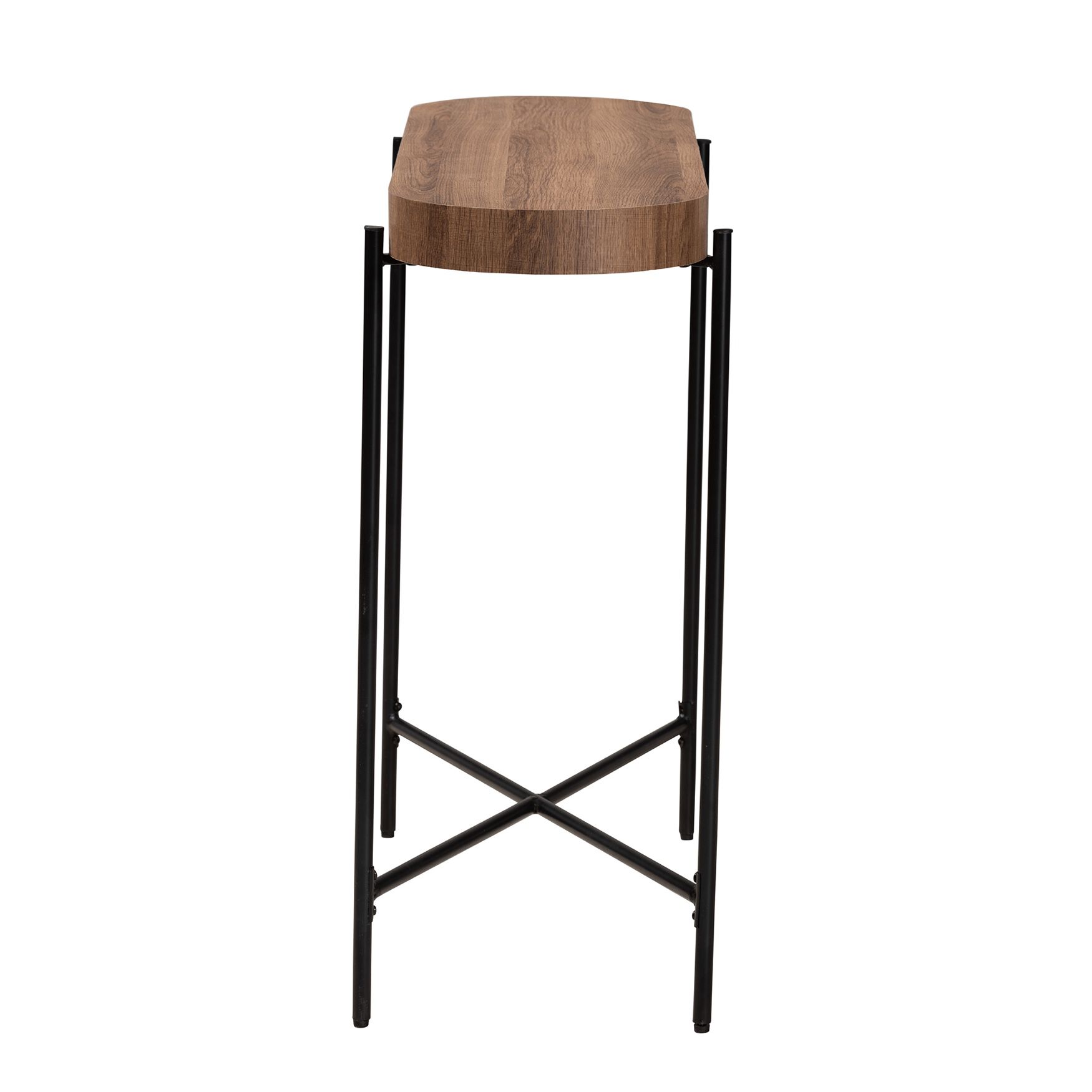 Savion Modern Industrial Walnut Brown Finished Wood And Black Metal Console Table, , alternate image number 2