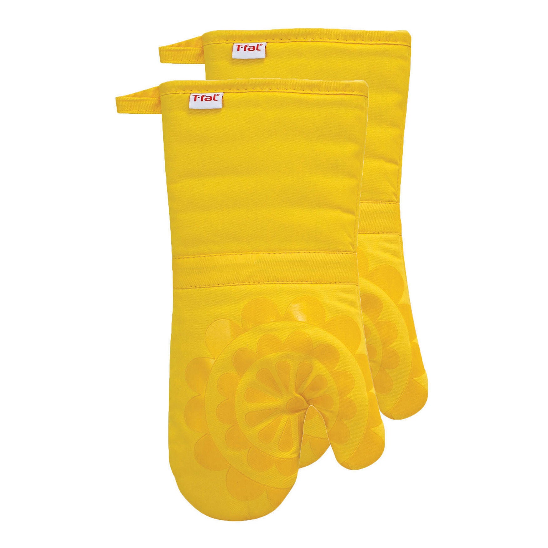 Medallion Silicone Oven Mitts, Set Of 2, LEMON, hi-res image number 0