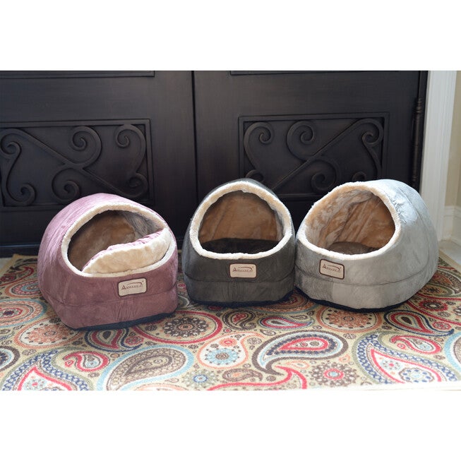 Faux Suede, Faux Fur Pet Cat Dog Cave Pet Bed, Sage Green/ Beige, , alternate image number null