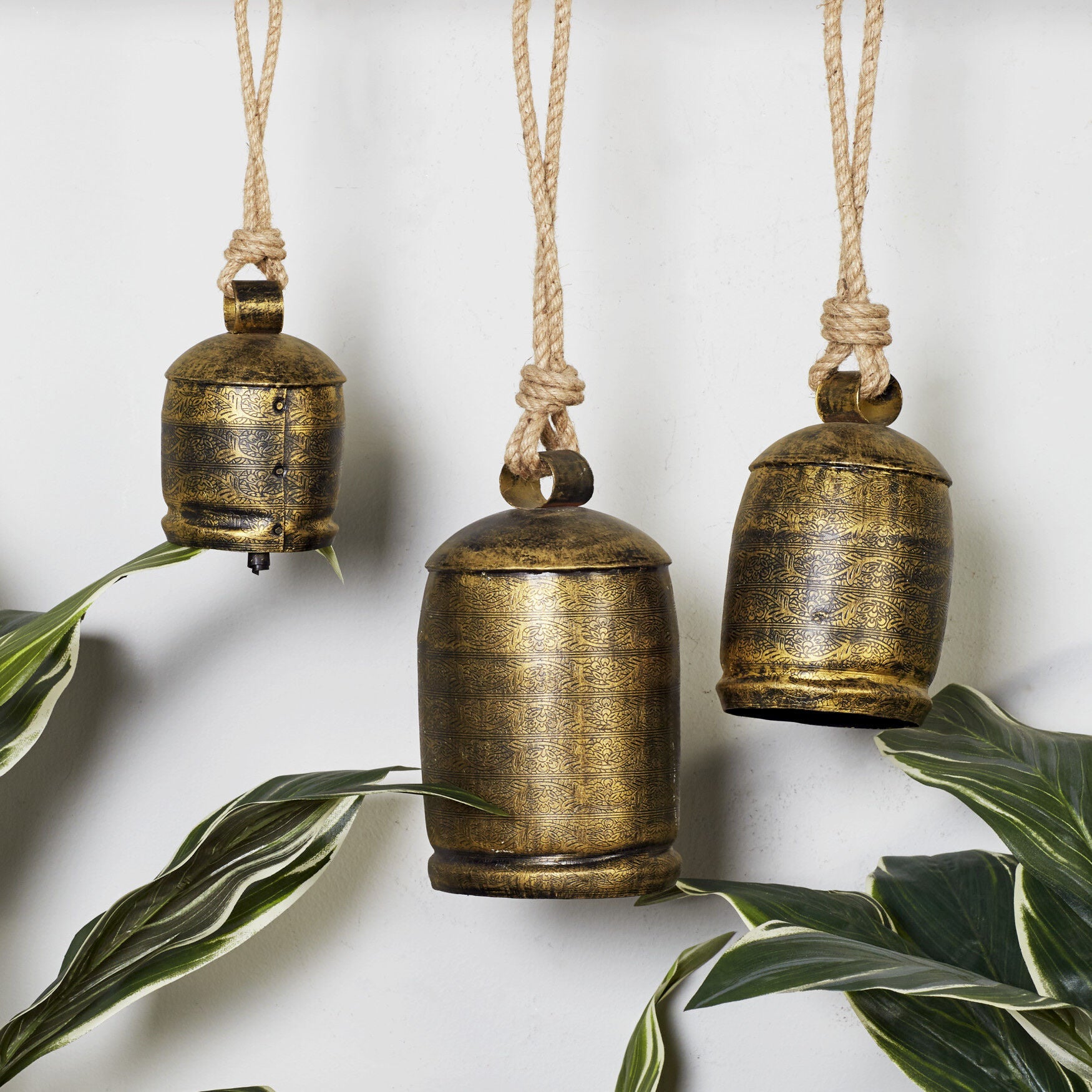 Set Of 3 Bronze Metal Rustic Windchime, , alternate image number 7