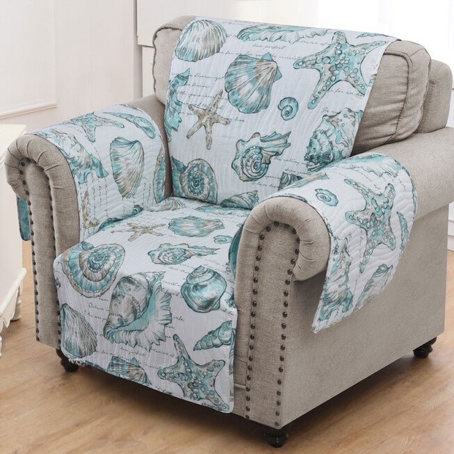 Cruz armchair furniture protector sea-life print with quilted seams