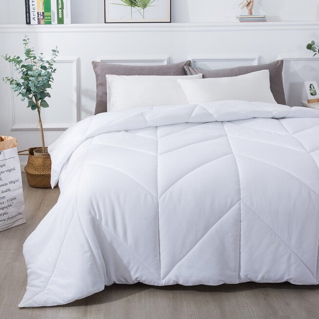 Chevron Stitch Down Alternative Comforter, White, , alternate image number 8