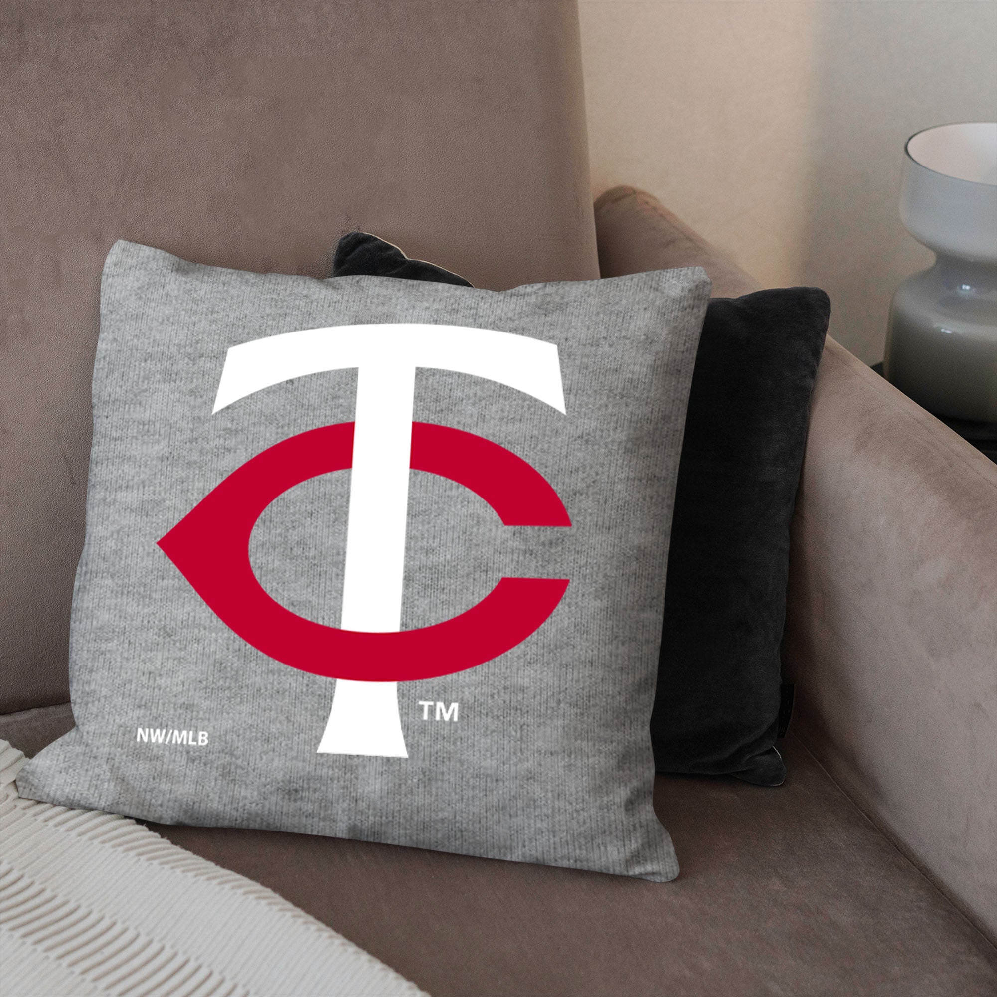 Minnesota Twins MLB Primary Sweatshirt PIllow 16 Inches, GRAY, alternate image number 2