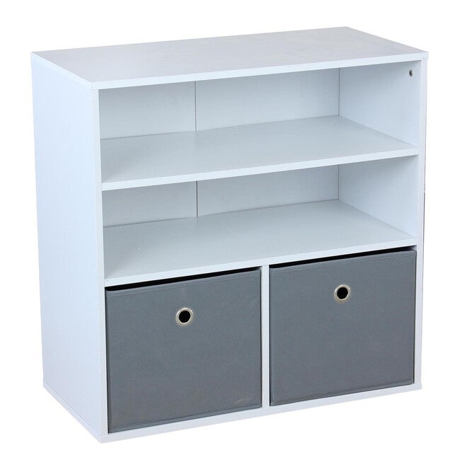 Home Basics 2 Cube Shelf with Two Non-Woven Bins, WHITE, hi-res image number null