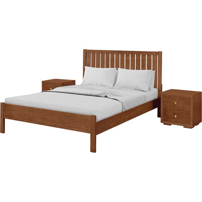 Graham Wooden Platform Bed in Walnut, King with 2 Nightstands, WALNUT, alternate image number 1