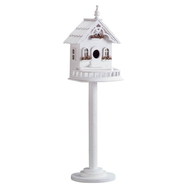 Freestanding Elegant Victorian Birdhouse, WHITE, hi-res image number 0