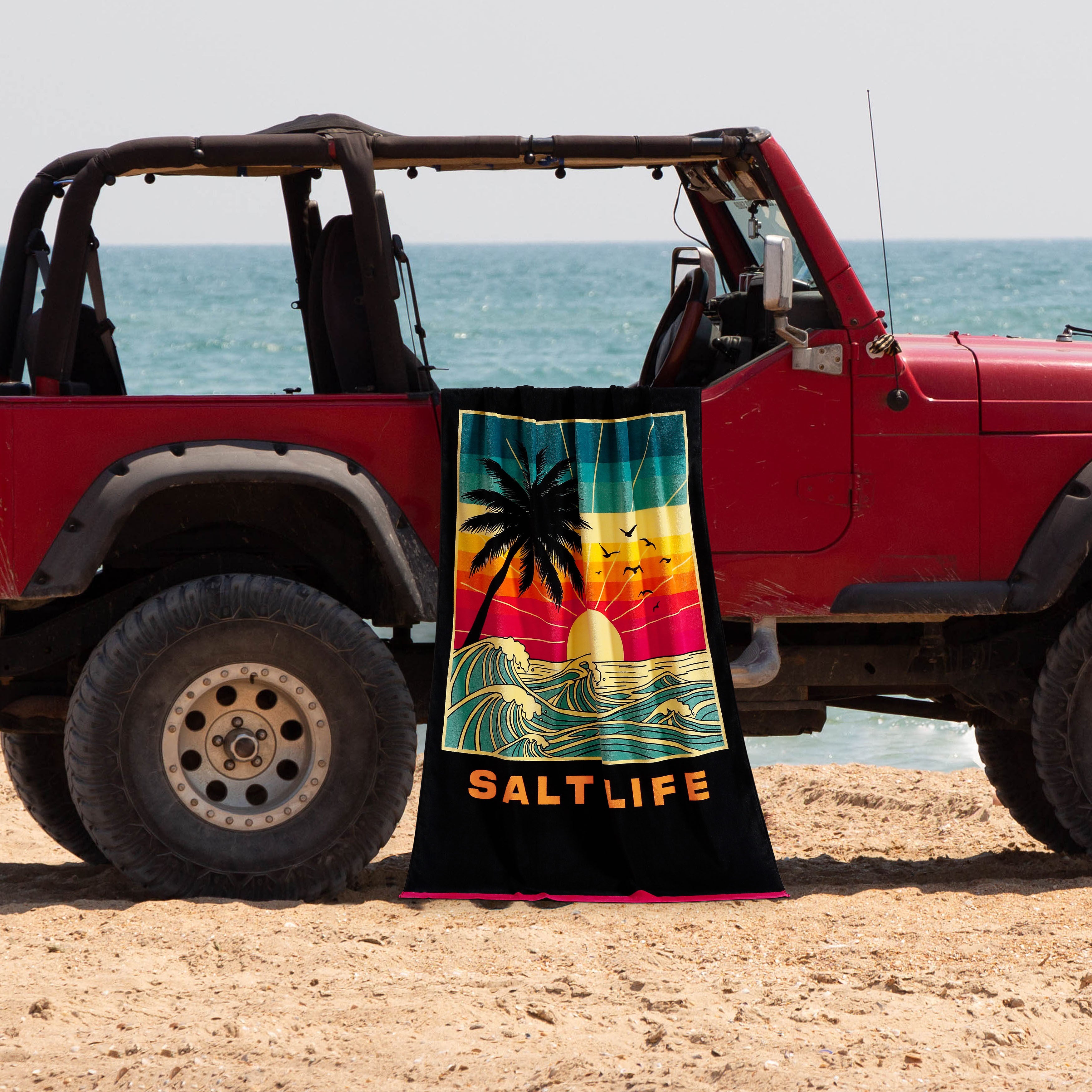 Breezy Day Beach Towel, BLACK, hi-res image number 0