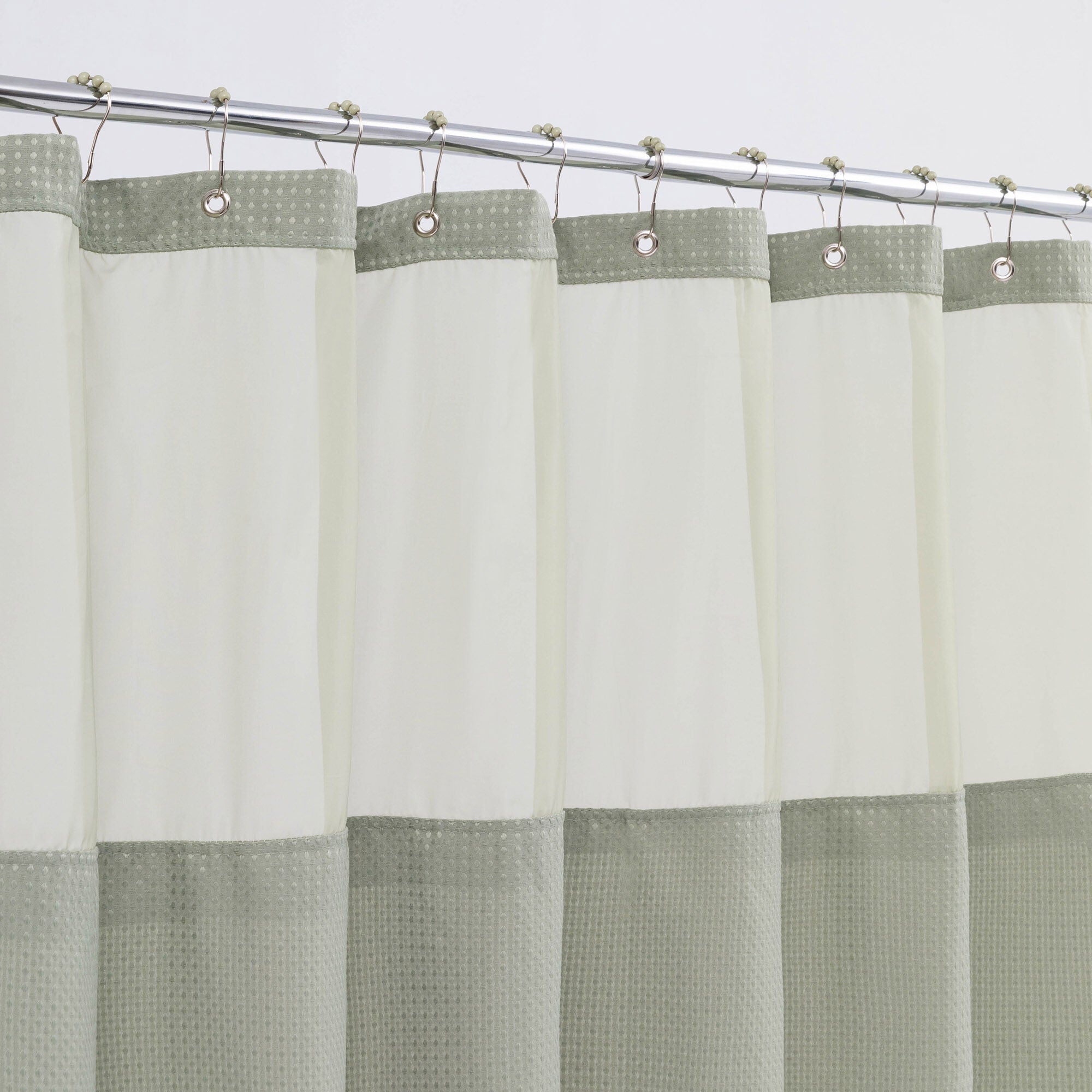 Dobby Waffle Shower Curtain with Snap-in Liner, Hooks included, SAGE, alternate image number 3