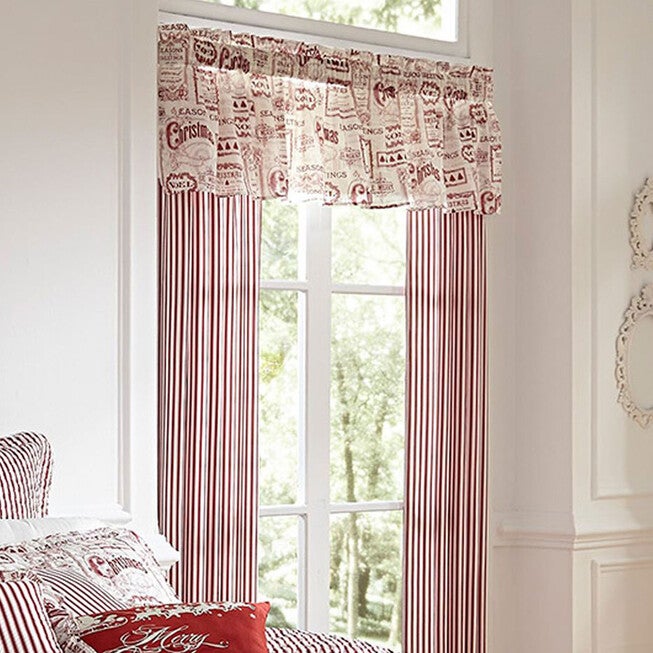 Vintage Christmas Valance, IVORY RED, hi-res image number null