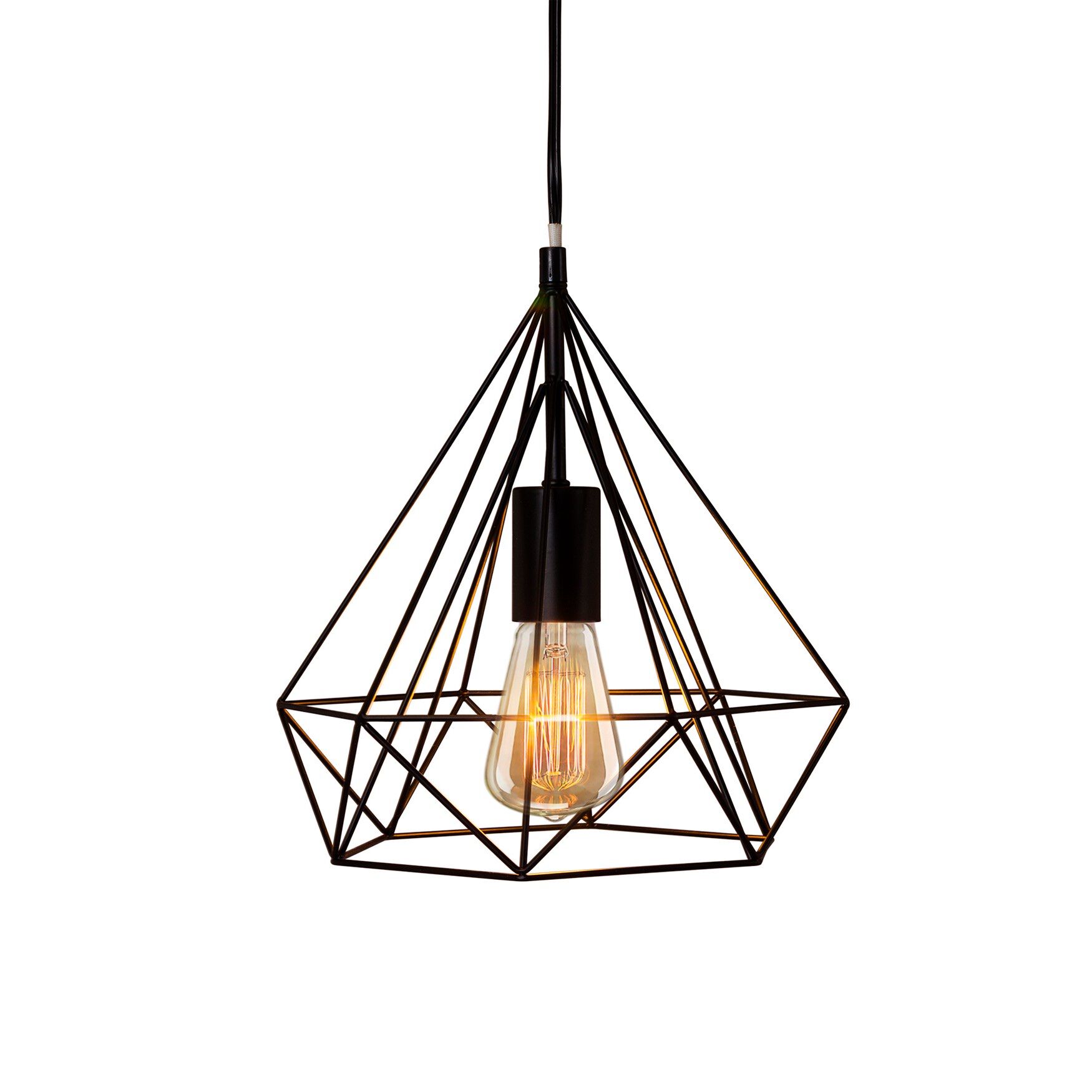 Black Metal 11 inches Pendant Light, Set 2, BLACK, hi-res image number 0