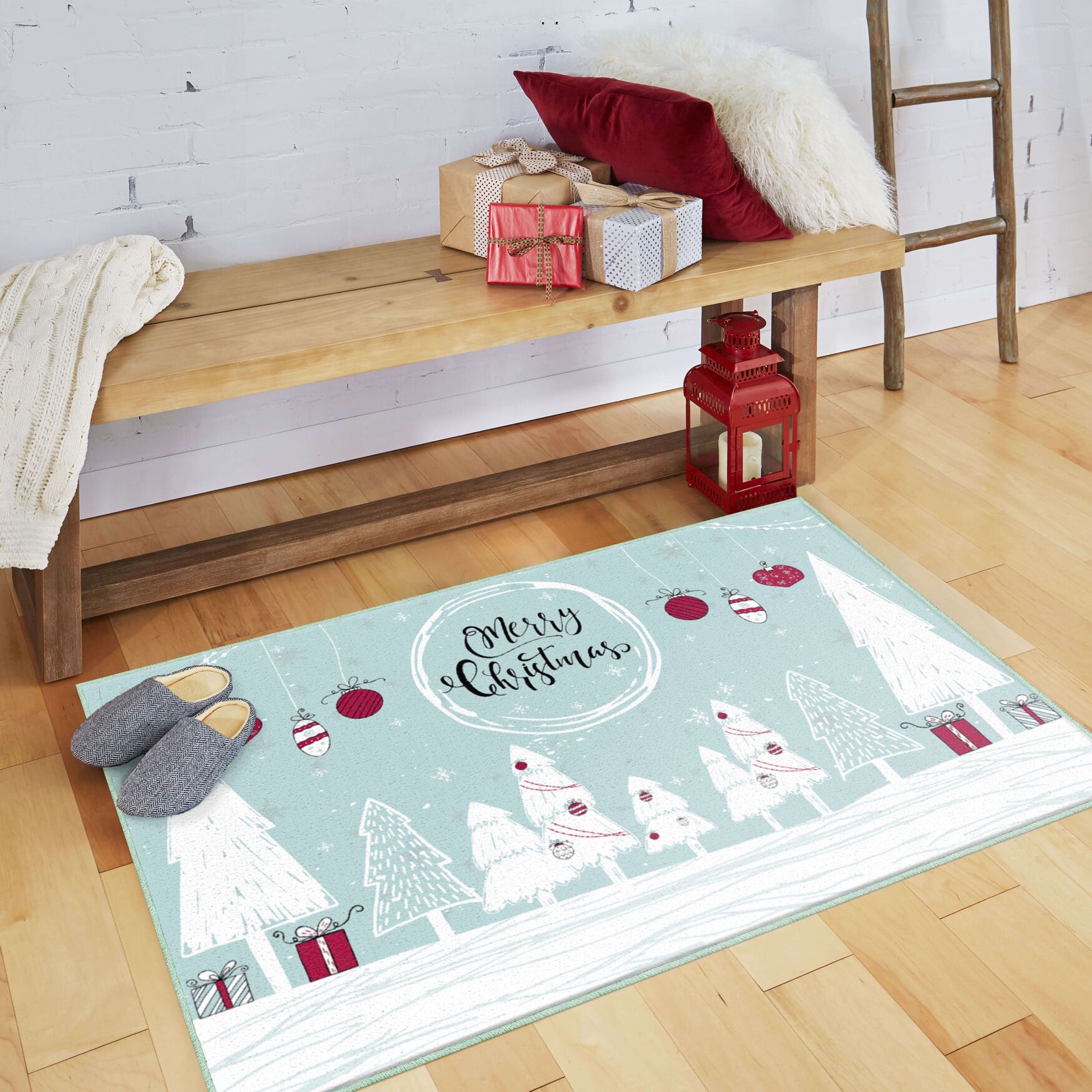 Merry Forest Light Blue Kitchen Rug, , alternate image number 6