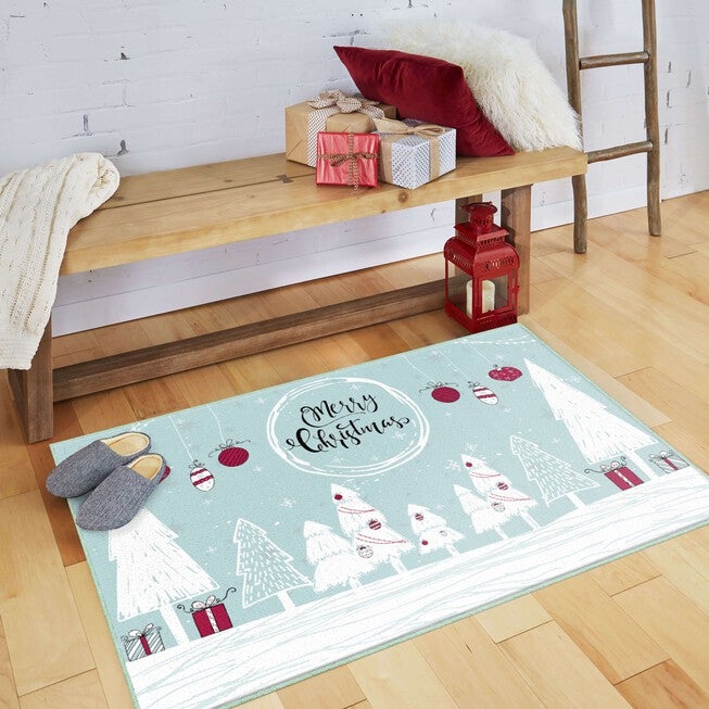 Merry Forest Light Blue Kitchen Rug, , alternate image number 6
