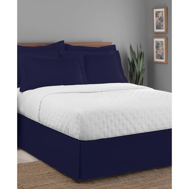 Luxury Hotel Classic Tailored 14 inches Drop Navy Bed Skirt, NAVY, hi-res image number 0